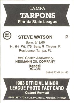 1983 TCMA Tampa Tarpons #25 Steve Watson Back
