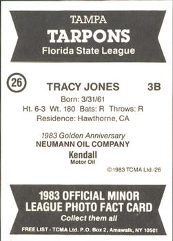 1983 TCMA Tampa Tarpons #26 Tracy Jones Back