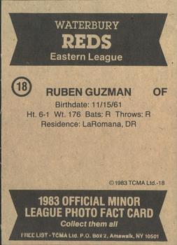 1983 TCMA Waterbury Reds #18 Ruben Guzman Back
