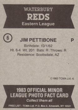 1983 TCMA Waterbury Reds #6 Jim Pettibone Back