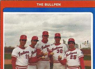1983 Indianapolis Indians #13 Bullpen (Bob Buchanan / Rich Carlucci / Brian Ryder / Brad Lesley / Joe Edelen) Front