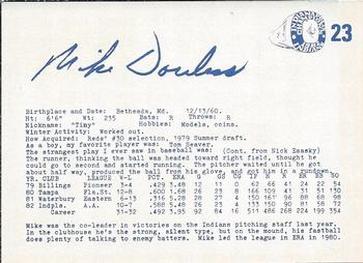 1983 Indianapolis Indians #23 Mike Dowless Back