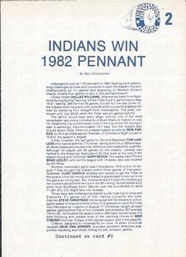 1983 Indianapolis Indians #2 Championship Back
