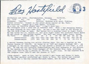 1983 Indianapolis Indians #3 Roy Hartsfield Back