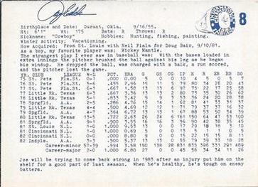 1983 Indianapolis Indians #8 Joe Edelen Back