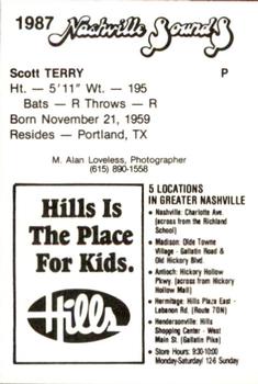 1987 Nashville Sounds #21 Scott Terry Back