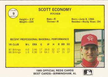 1989 Best Cedar Rapids Reds #9 Scott Economy Back