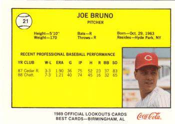1989 Best Chattanooga Lookouts #21 Joe Bruno Back