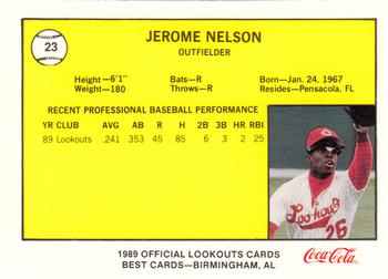 1989 Best Chattanooga Lookouts #23 Jerome Nelson Back
