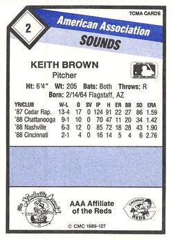1989 CMC Nashville Sounds #2 Keith Brown Back