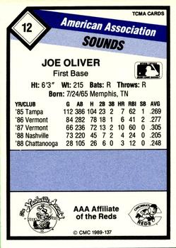 1989 CMC Nashville Sounds #12 Joe Oliver Back