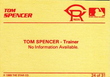 1989 Star Cedar Rapids Reds #24 Tom Spencer Back