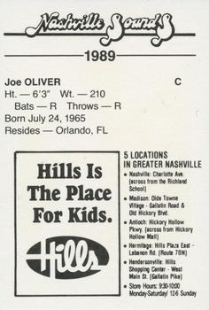 1989 Hills Nashville Sounds #NNO Joe Oliver Back