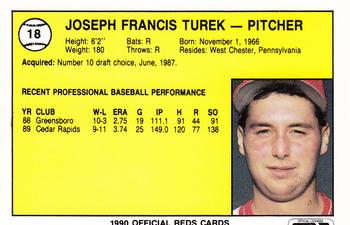 1990 Best Cedar Rapids Reds #18 Joe Turek Back