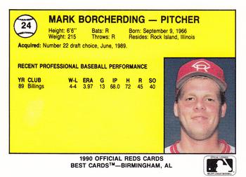 1990 Best Cedar Rapids Reds #24 Mark Borcherding Back