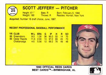 1990 Best Cedar Rapids Reds #25 Scott Jeffery Back
