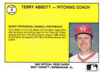 1990 Best Cedar Rapids Reds #5 Terry Abbott Back