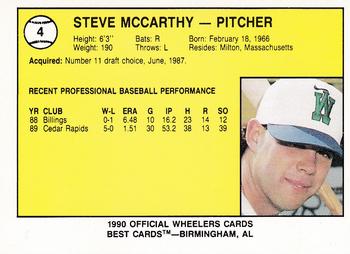 1990 Best Charleston Wheelers #4 Steve McCarthy Back