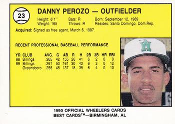 1990 Best Charleston Wheelers #23 Danny Perozo Back