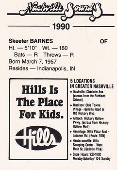 1990 Nashville Sounds #1 Skeeter Barnes Back