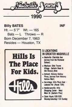 1990 Nashville Sounds #2 Billy Bates Back