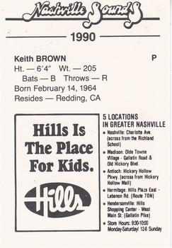 1990 Nashville Sounds #4 Keith Brown Back