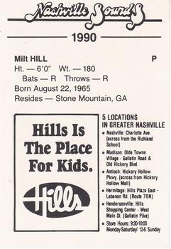1990 Nashville Sounds #8 Milt Hill Back