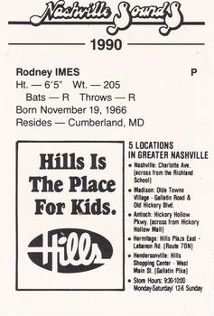 1990 Nashville Sounds #9 Rodney Imes Back