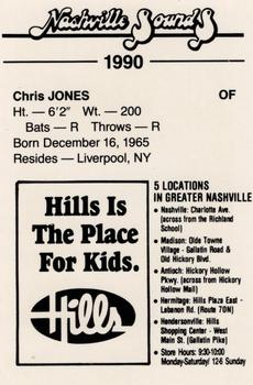 1990 Nashville Sounds #11 Chris Jones Back