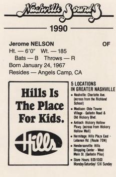 1990 Nashville Sounds #21 Jerome Nelson Back