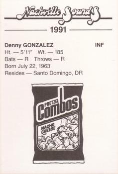1991 Nashville Sounds #NNO Denny Gonzalez Back