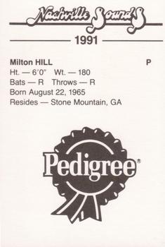 1991 Nashville Sounds #NNO Milt Hill Back