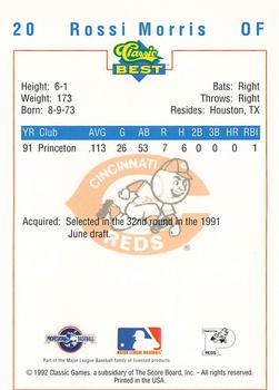 1992 Classic Best Princeton Reds #20 Rossi Morris Back