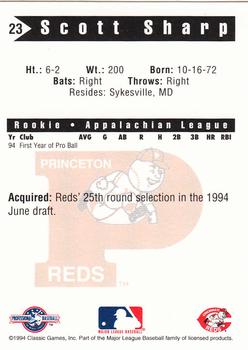 1994 Classic Best Princeton Reds #23 Scott Sharp Back