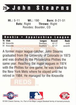 1994 Classic Best Princeton Reds #26 John Stearns Back