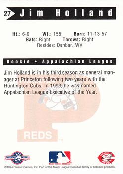 1994 Classic Best Princeton Reds #27 Jim Holland Back