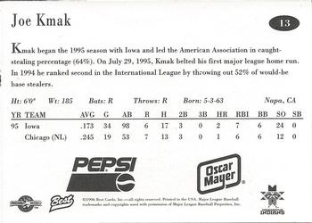 1996 Best Indianapolis Indians #13 Joe Kmak Back