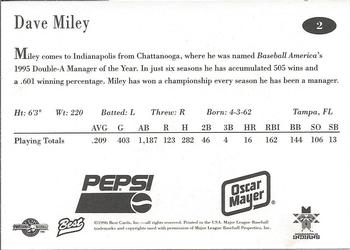1996 Best Indianapolis Indians #2 Dave Miley Back