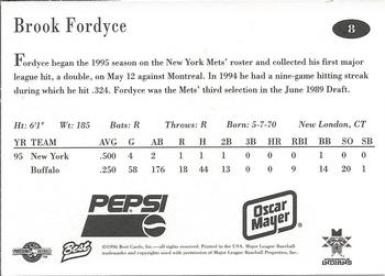 1996 Best Indianapolis Indians #8 Brook Fordyce Back