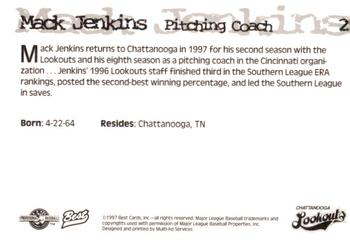 1997 Best Chattanooga Lookouts #2 Mack Jenkins Back