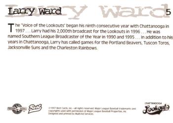1997 Best Chattanooga Lookouts #5 Larry Ward Back