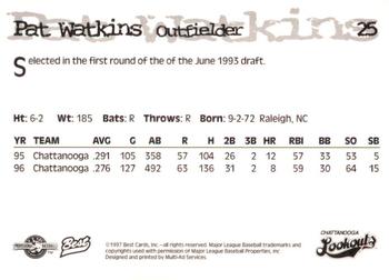 1997 Best Chattanooga Lookouts #25 Pat Watkins Back