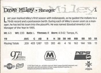 1997 Best Indianapolis Indians #1 Dave Miley Back