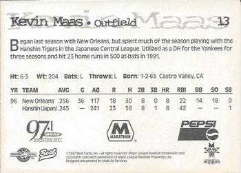1997 Best Indianapolis Indians #13 Kevin Maas Back