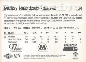 1997 Best Indianapolis Indians #14 Pedro Martinez Back