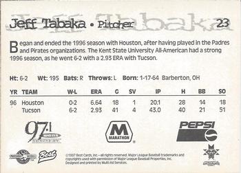 1997 Best Indianapolis Indians #23 Jeff Tabaka Back