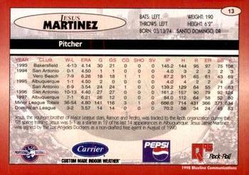 1998 Blueline Q-Cards Indianapolis Indians #13 Jesus Martinez Back