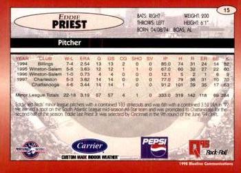 1998 Blueline Q-Cards Indianapolis Indians #15 Eddie Priest Back