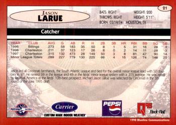 1998 Blueline Q-Cards Indianapolis Indians #21 Jason Larue Back