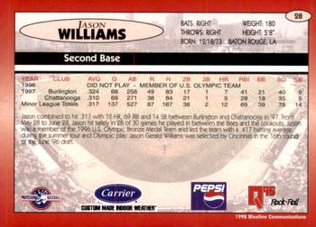 1998 Blueline Q-Cards Indianapolis Indians #28 Jason Williams Back